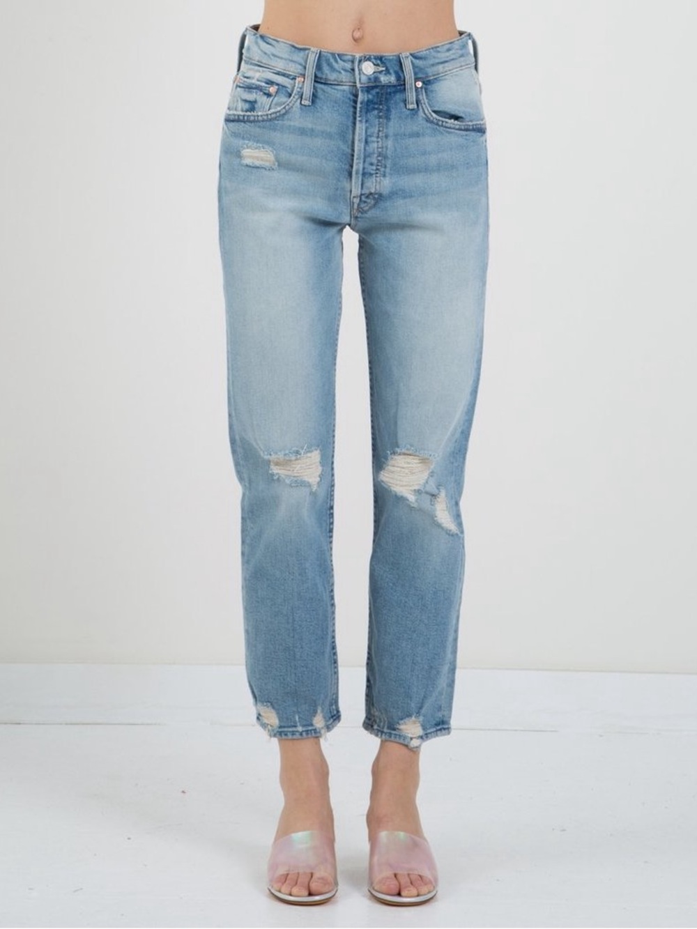 Mother Superior Tomcat The Confession Distressed Crop Straight Jeans size 28